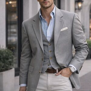 Joseph Abboud Light Gray Blazer 44R wool workwear